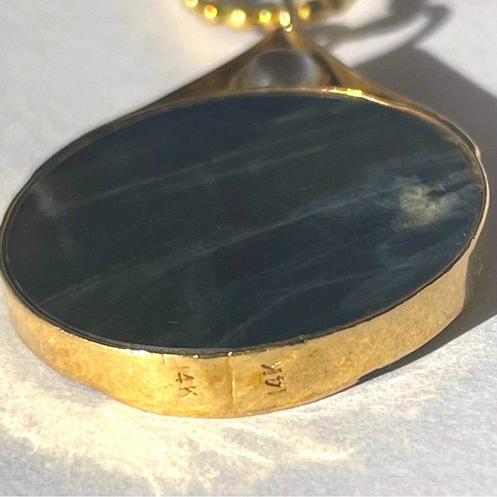 Stunning Labradorite and Gold Pendant With 24K Bezel set Moonstone One of a kind - Picture 7 of 12